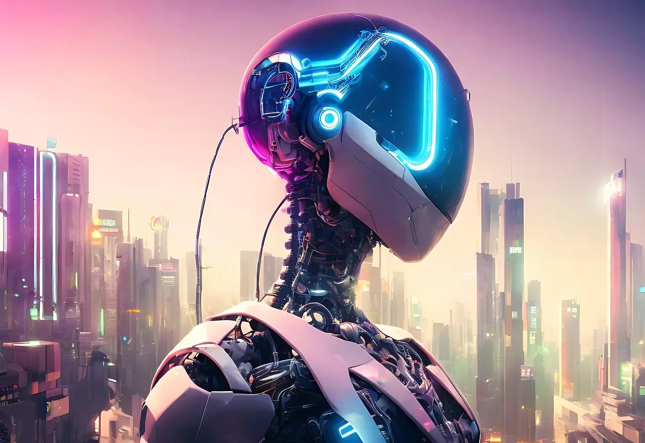 Futuristic humanoid robot staring off into the distance.